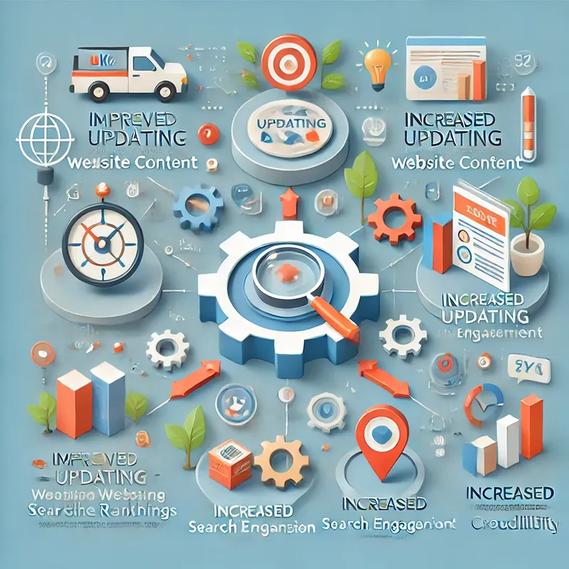 Visual representation of how frequently updated content improves engagement and SEO.
