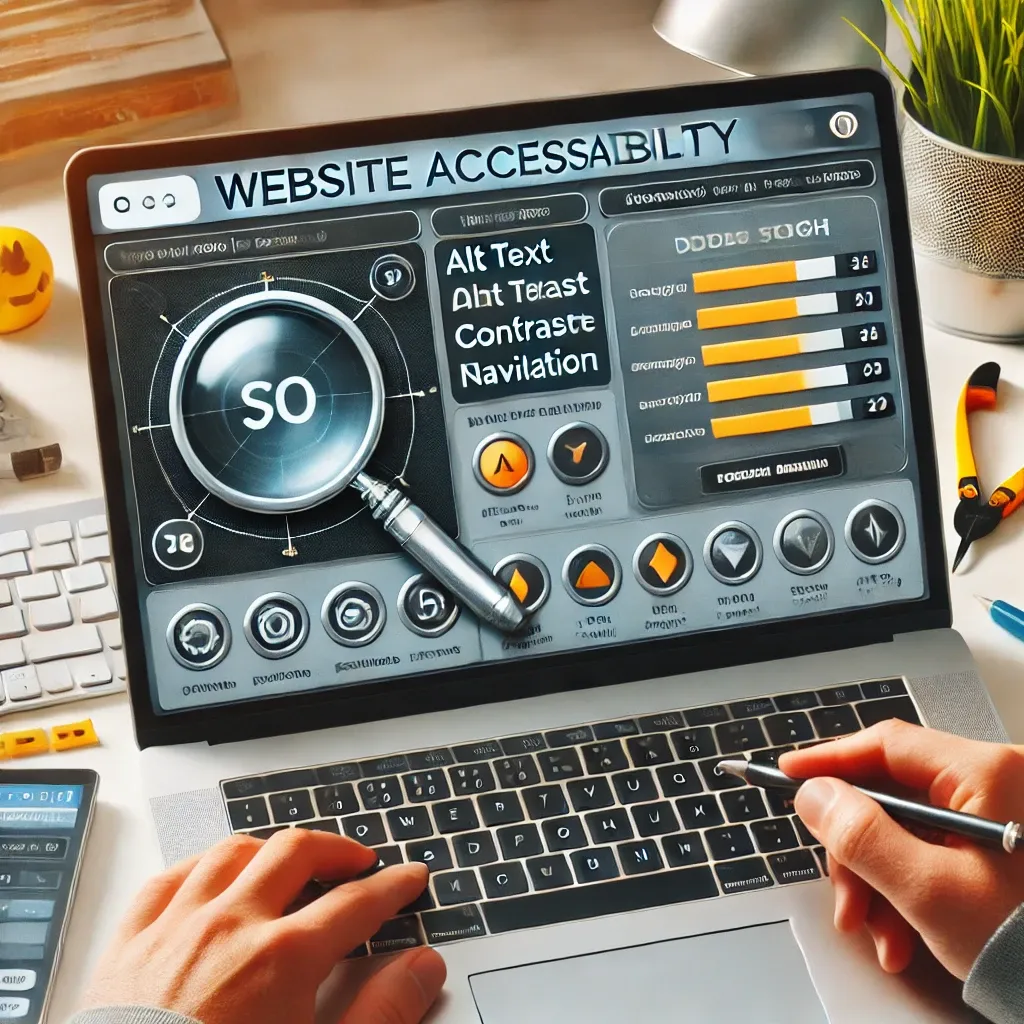 Website accessibility audit in progress checking alt text and contrast
