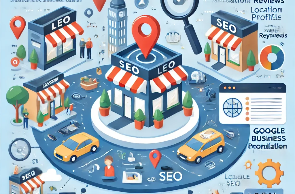 Illustration of a small business ranking first in local search results.