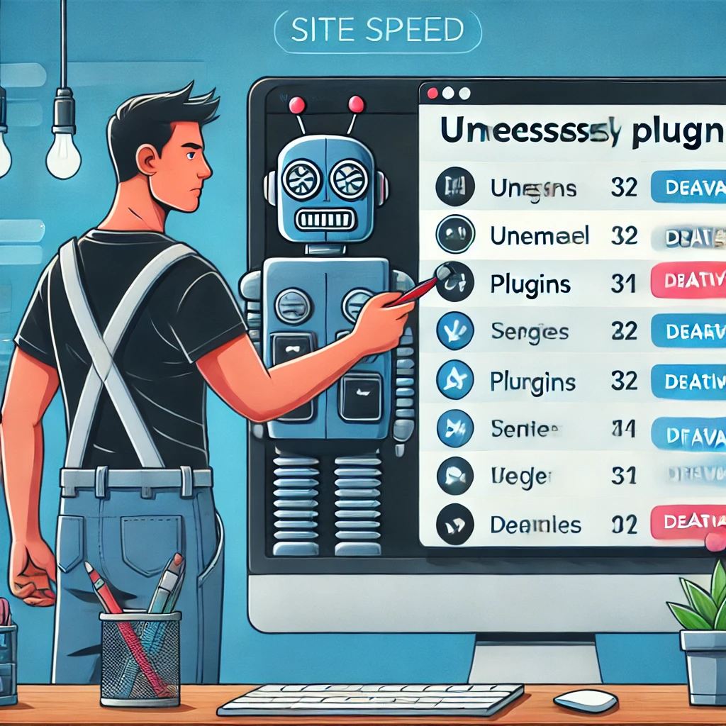 A website administrator removing unnecessary plugins to improve site speed.