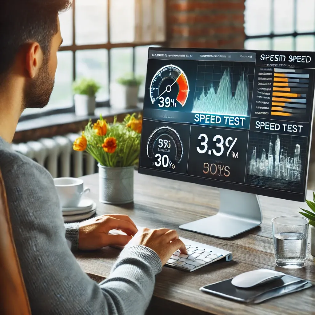 Business owner monitoring website speed and performance