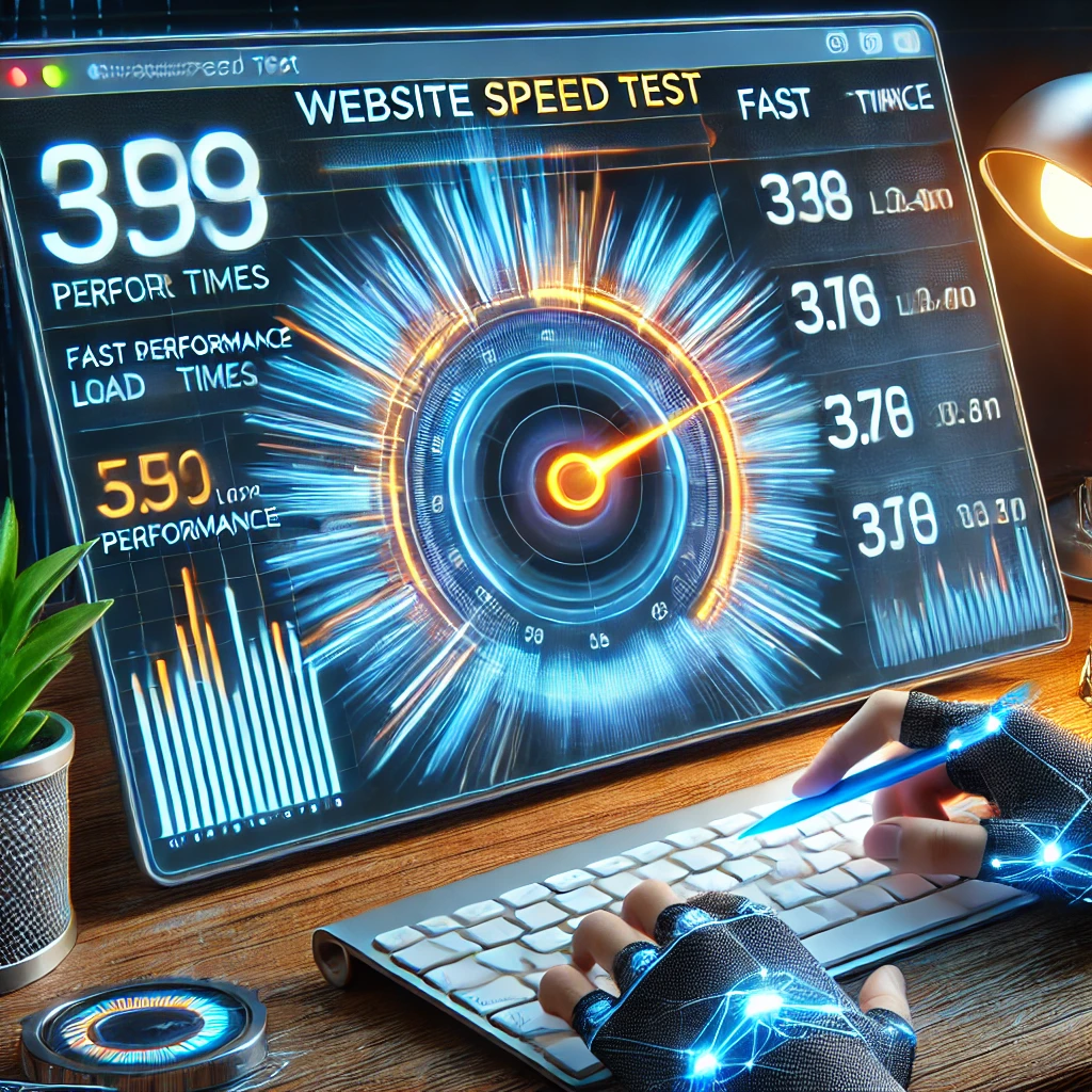 A website speed test result screen showing high performance scores.